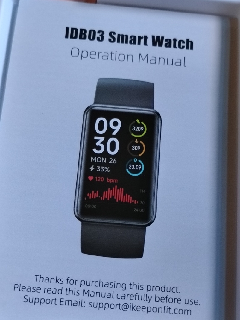Keeponfit Smart Watch - Black with Pink Band